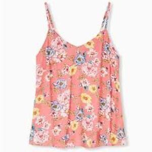 TORRID FLORAL GAUZE CASUAL ADJUSTABLE LAYERING EVERYDAY WEAR FLOWY SWING TANK